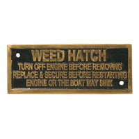 AG Weed Hatch Turn Off Engine Name Plate Brass - ChasNewensMarine