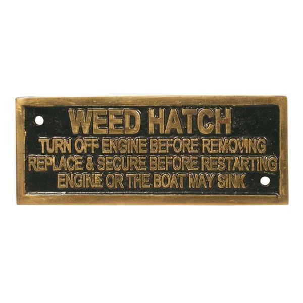 AG Weed Hatch Turn Off Engine Name Plate Brass - ChasNewensMarine