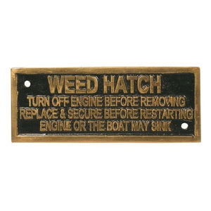 AG Weed Hatch Turn Off Engine Name Plate Brass - ChasNewensMarine