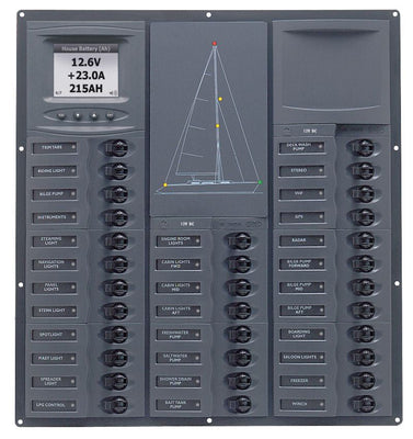 BEP NC32Y-AM Cruiser Series DC Circuit Breaker Panel with Analog Meters 32SP DC12V