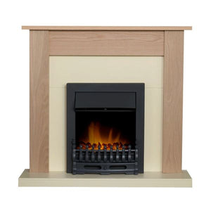 Southwold Cream & Oak Fireplace with 1-2 kW Black Electric Fire