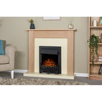 Southwold Cream & Oak Fireplace with 1-2 kW Black Electric Fire