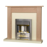 Southwold Cream & Oak Fireplace with 1-2 kW Helios Electric Fire