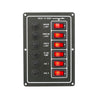 Switch Panel with Push to Reset Fuse and Rocker Switch 6 Gang, 12V