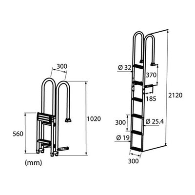 Plastimo Ladder with Grip Handles Telescopic 6 Steps P65958 65958 - ChasNewensMarine