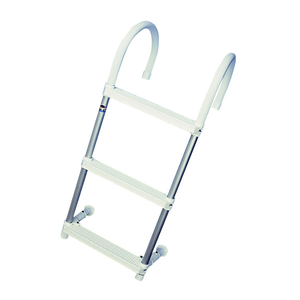 Hook-On White Plastic/Aluminium Ladder 4 Step with Top Bend