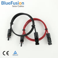 Pair of Solar Cable Extensions with MC4 Connectors (Black/Red), Rated 30Amp