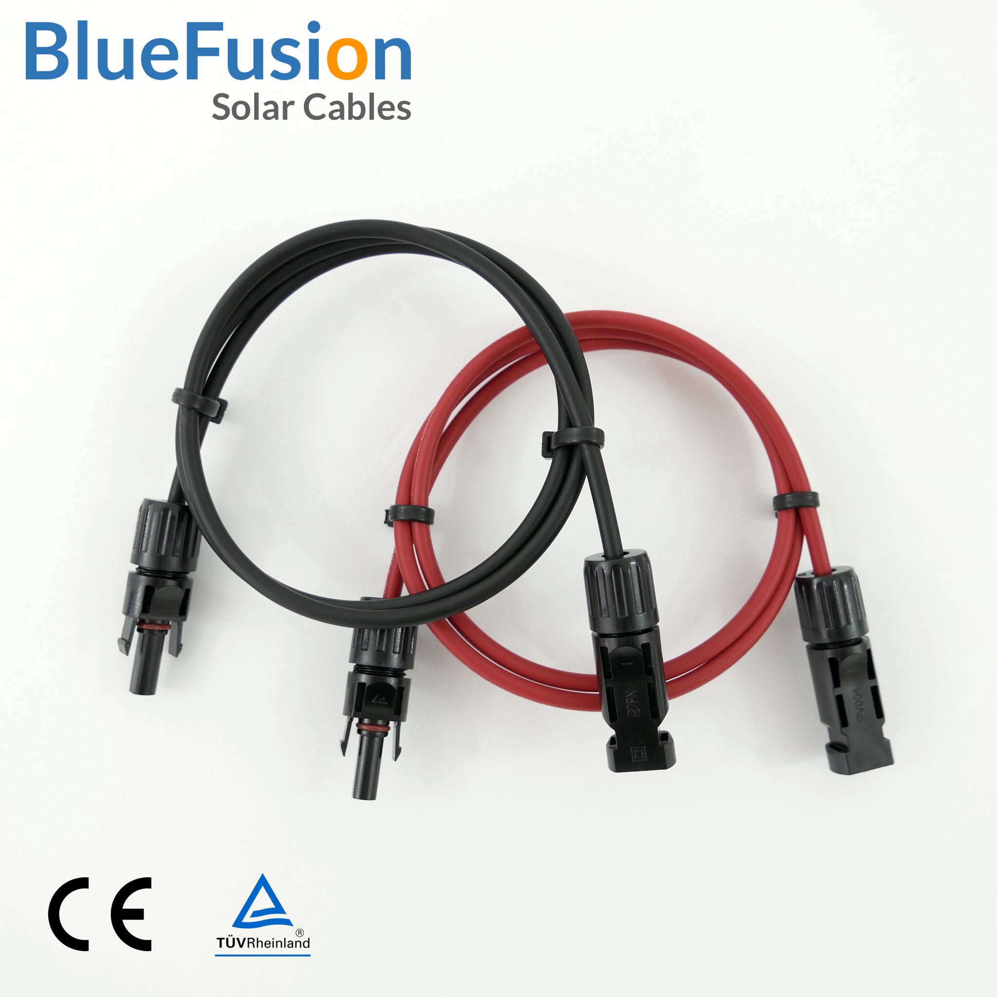 Pair of Solar Cable Extensions with MC4 Connectors (Black/Red), Rated 30Amp