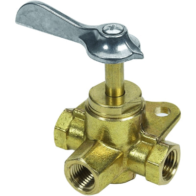 Tank Selection Valve 3-Way Brass ¼'' NPT Female With Detent