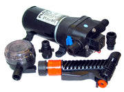 Heavy duty pressure controlled Washdown diaphragm pump 12 volt d.c., supplied with inlet strainer & trigger nozzle - Flojet R4325143L