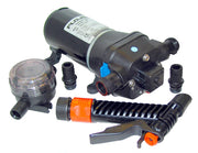 Heavy duty pressure controlled Washdown diaphragm pump 24 volt d.c., supplied with inlet strainer & trigger nozzle - Flojet R4325343L
