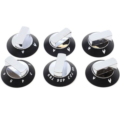 Thetford Two Piece Control Knobs Chrome/Black (Pack of 6)