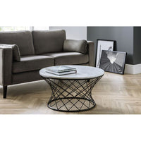 Trevi Real Marble Coffee Table Black Wire Base