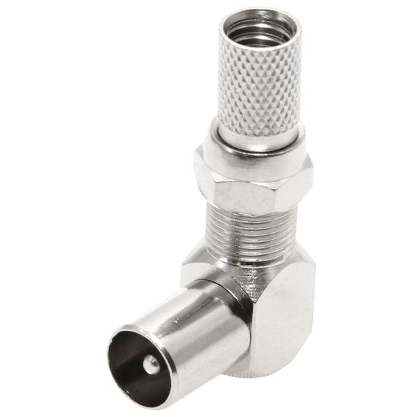 Right Angled RF Adapter Plus F Connector - R/A IEC ADP + F TYPE