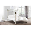 Victoria Bed 150cm King Size Stone White & Brass Frame