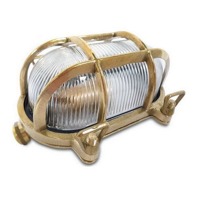 Oval Caged Bulkhead Light Brass - 2036LT