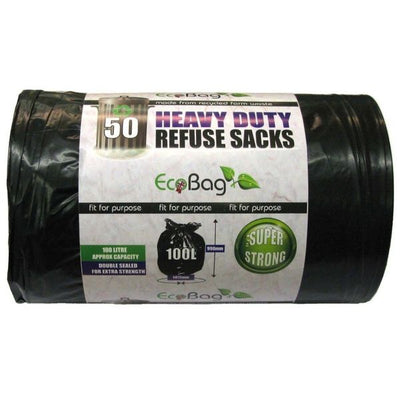 Black Polythene Refuse Sacks Pack of 50 - 328268