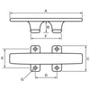 YS Fittings Aluminium Sheerline Deck Cleat Slim Base