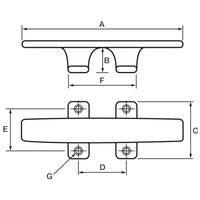 YS Fittings Aluminium Sheerline Deck Cleat Slim Base