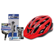 Oxford Essential Cycling Bundle with Cable Lock, Blue/Black Helmet, Puncture Repair & Multi tool