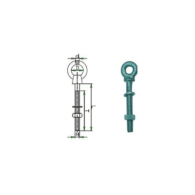 Eye bolt w/nut & washer HDG. 10x75mm