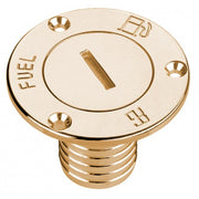 "FUEL" deck filler with hose connector     Polished brass