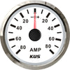 KUS Ammeter Gauge 80-0-80 Amps (Stainless Bezel / White Dial)  KY06102 - ChasNewensMarine