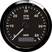 KUS Tachometer Gauge with Hourmeter (6000RPM / Black)  KY07028