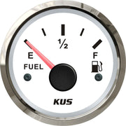 KUS Fuel Level Gauge with Stainless Bezel (White / US Resistance)  KY10101