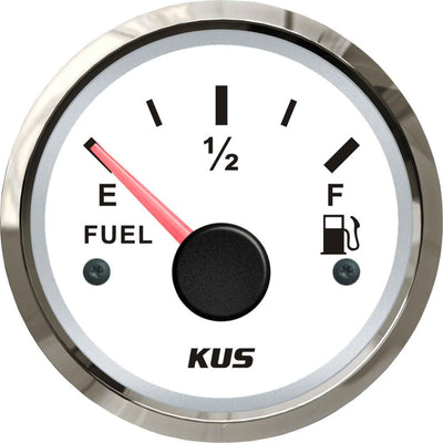 KUS Fuel Level Gauge with Stainless Bezel (White / US Resistance)  KY10101
