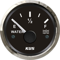 KUS Water Level Gauge with Stainless Bezel (Black / Euro Resistance)  KY11004 - ChasNewensMarine