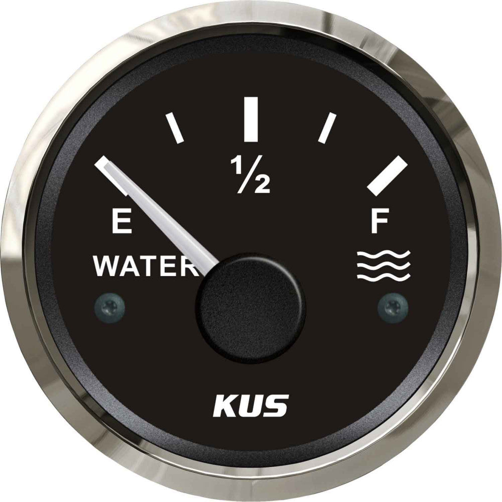 KUS Water Level Gauge with Stainless Bezel (Black / Euro Resistance)  KY11004 - ChasNewensMarine