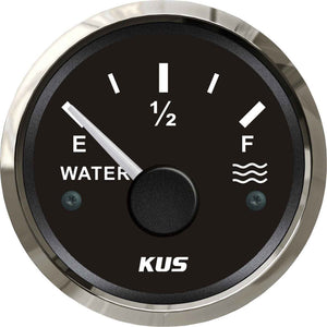KUS Water Level Gauge with Stainless Bezel (Black / Euro Resistance)  KY11004 - ChasNewensMarine