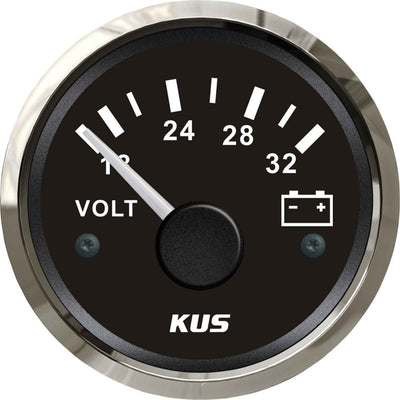 KUS Voltmeter Gauge with Stainless Steel Bezel (24V / Black)  KY13001
