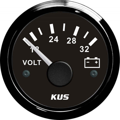 KUS Voltmeter Gauge with Black Stainless Steel Bezel (24V)  KY13012
