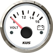KUS Voltmeter Gauge with Stainless Steel Bezel (12V / White)  KY13100