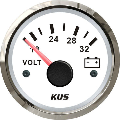KUS Voltmeter Gauge with Stainless Steel Bezel (24V / White)  KY13101