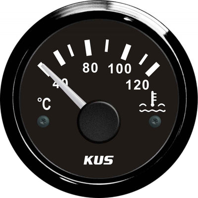 KUS Water Temperature Gauge with Black Stainless Bezel (120°C)  KY14002
