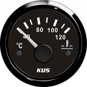 KUS Water Temperature Gauge with Black Stainless Bezel (120°C)  KY14002