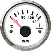 KUS Water Temperature Gauge with Stainless Bezel (120°C / White)  KY14100
