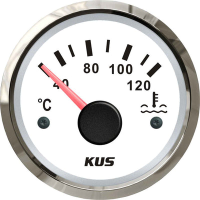 KUS Water Temperature Gauge with Stainless Bezel (120°C / White)  KY14100