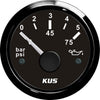 KUS Oil Pressure Gauge 5 Bar (Black Bezel / Black Dial)  KY15001 - ChasNewensMarine