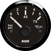 KUS Oil Pressure Gauge 5 Bar (Black Bezel / Black Dial)  KY15001