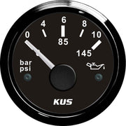 KUS Oil Pressure Gauge 10 Bar (Black Bezel / Black Dial)  KY15008