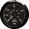 KUS Mechanical Speedometer Gauge 35MPH (Black Stainless Bezel / Black Dial)  KY18010