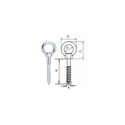 Eye-bolt with wide opening eye 8mm