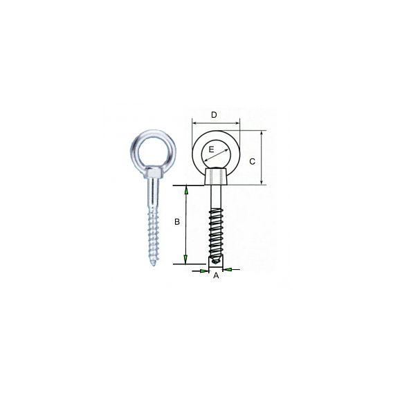 Eye-bolt with wide opening eye 8mm