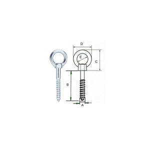 Eye-bolt with wide opening eye 8mm