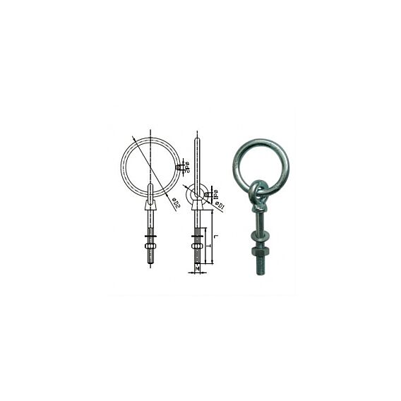 Hot Dipped galvanized Long Shank Eye Bolt 16mm