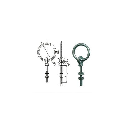 Ring bolt w/nut & washer HDG 8x60mm